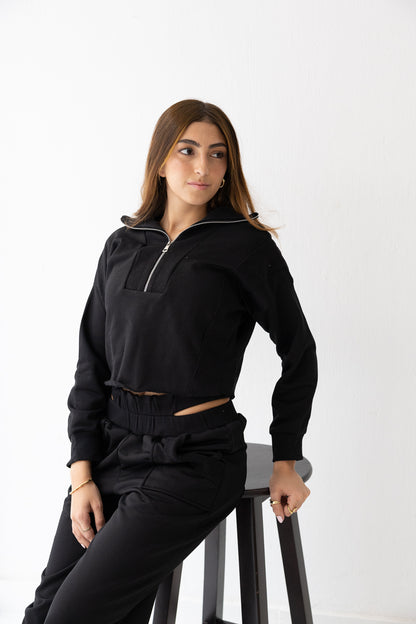 CROPPED QUARTER ZIP