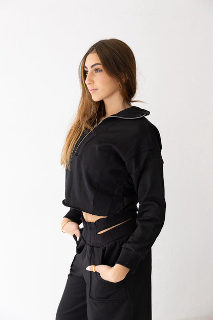 CROPPED QUARTER ZIP